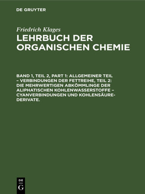 cover image of Allgemeiner Teil – Verbindungen der Fettreihe, Teil 2